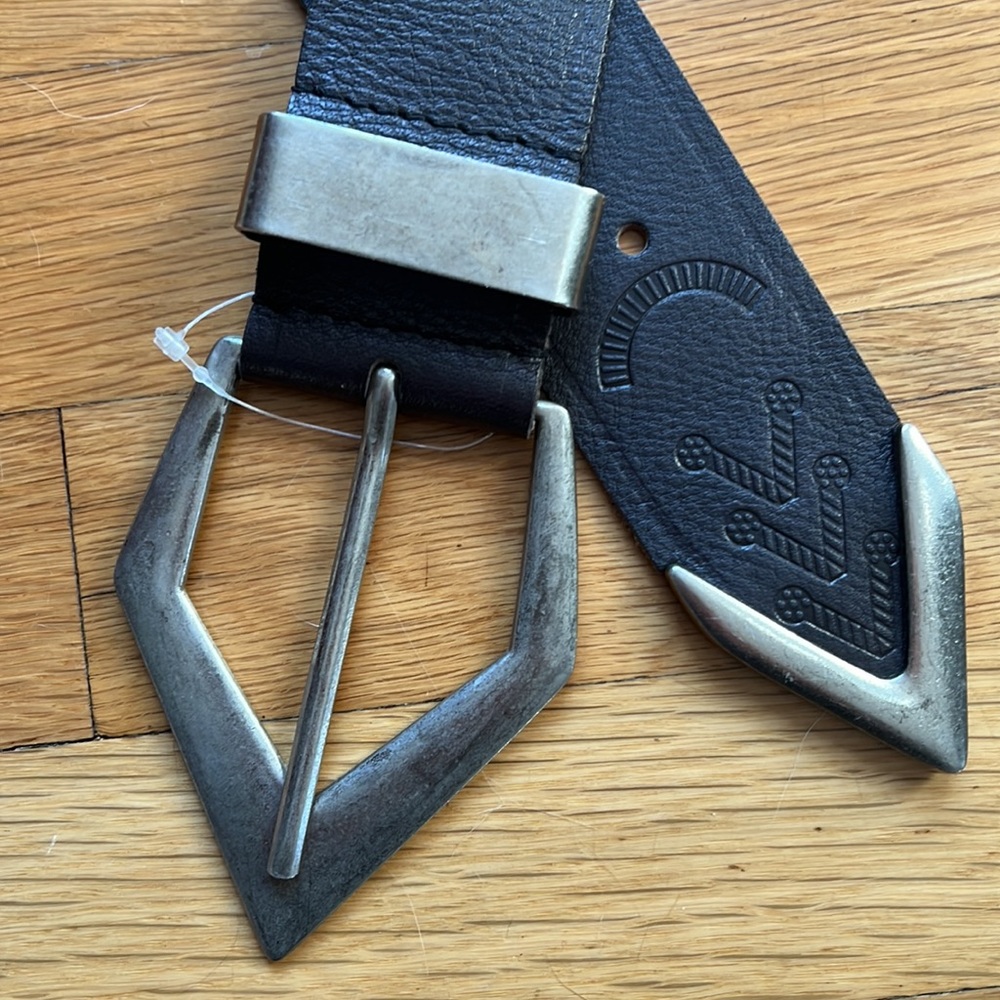 Free People Black Leather Belt with Silver Buckle - Picture 7 of 12